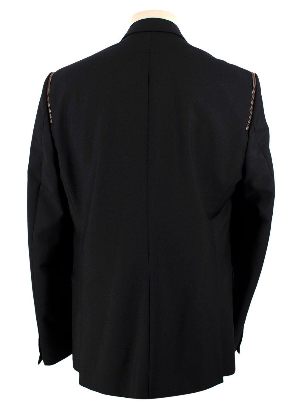 Balmain Black Wool Blazer with Zipper Detail