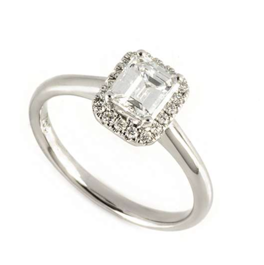 White Gold Emerald Cut Diamond Ring 52