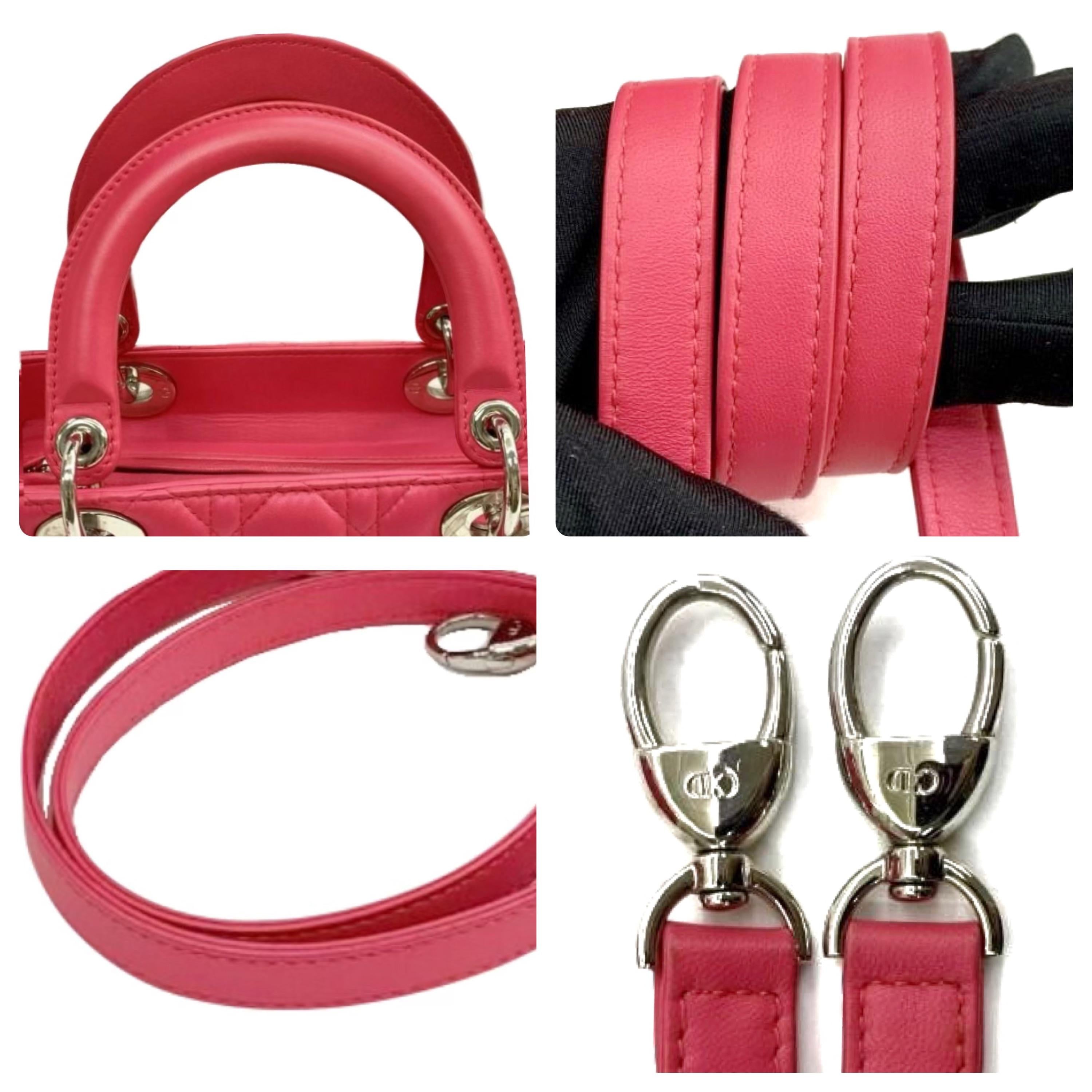 Medium Pink Lambskin Cannage Lady Dior