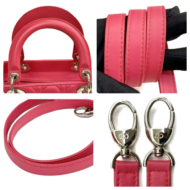 Medium Pink Lambskin Cannage Lady Dior