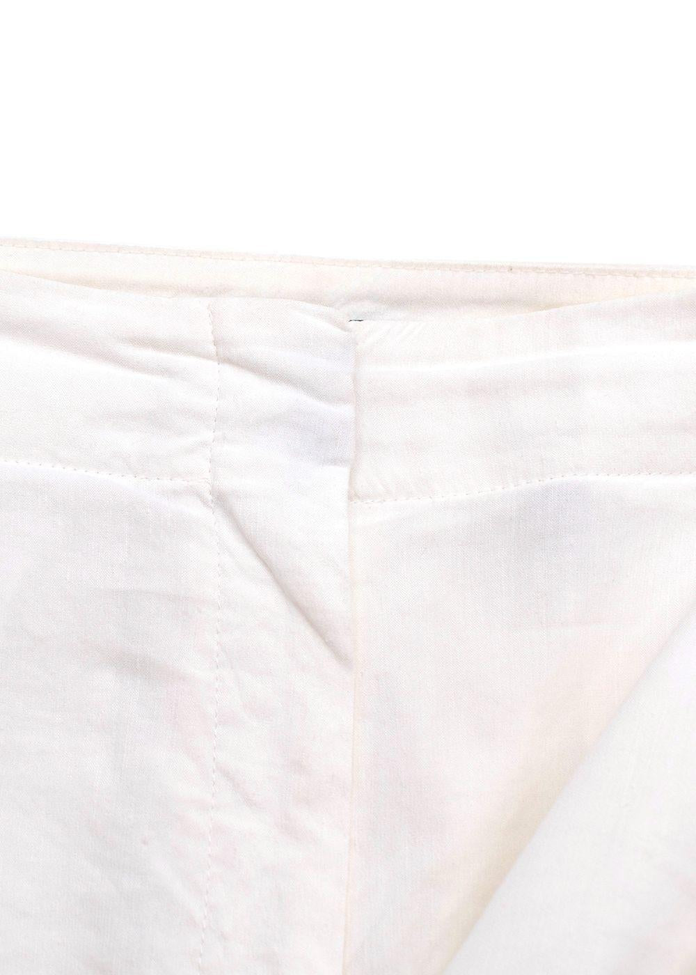 Theory White Linen Blend Cropped Trouser