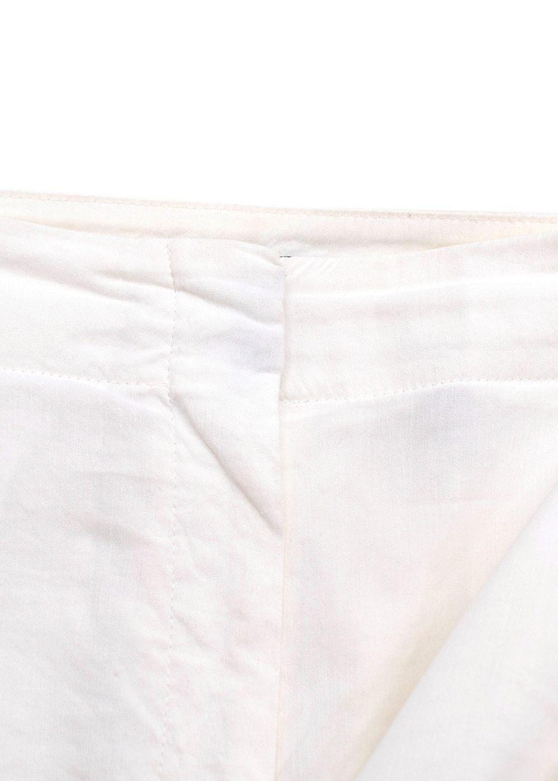 Theory White Linen Blend Cropped Trouser