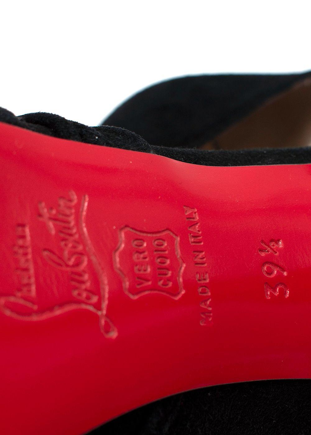 Louboutin Black Suede Peep Toe Pump Heels