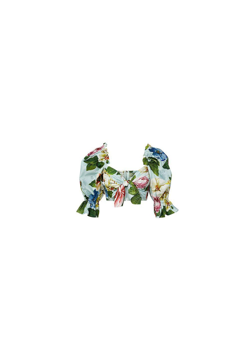 Multicolour floral cotton cropped bustier top