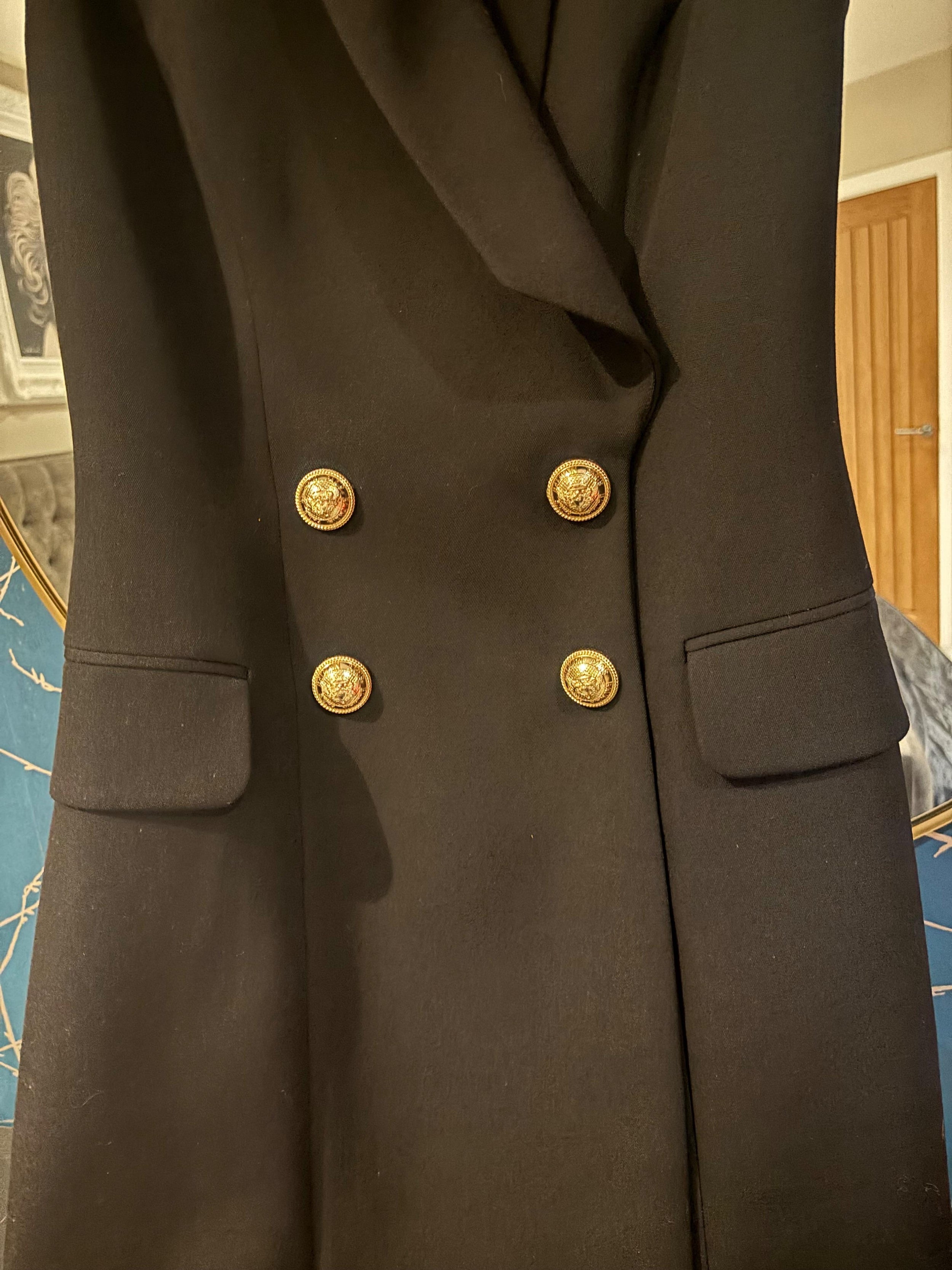 Balmain Black Sleeveless Blazer Dress