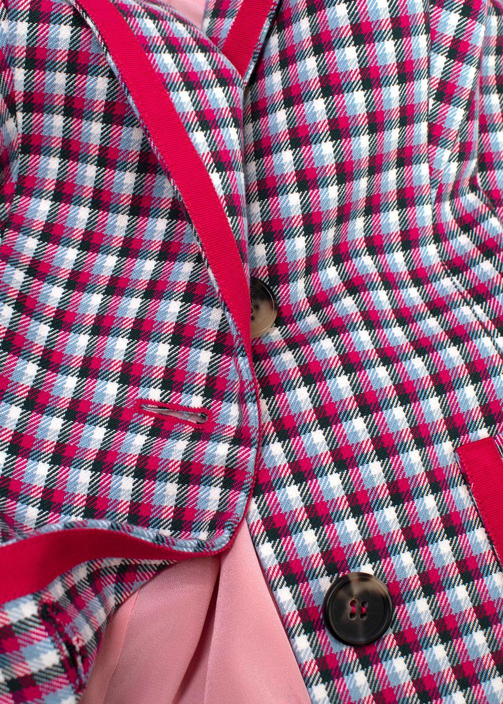 Carolina Herrera Two-Button Cotton Jacket in Pink Check