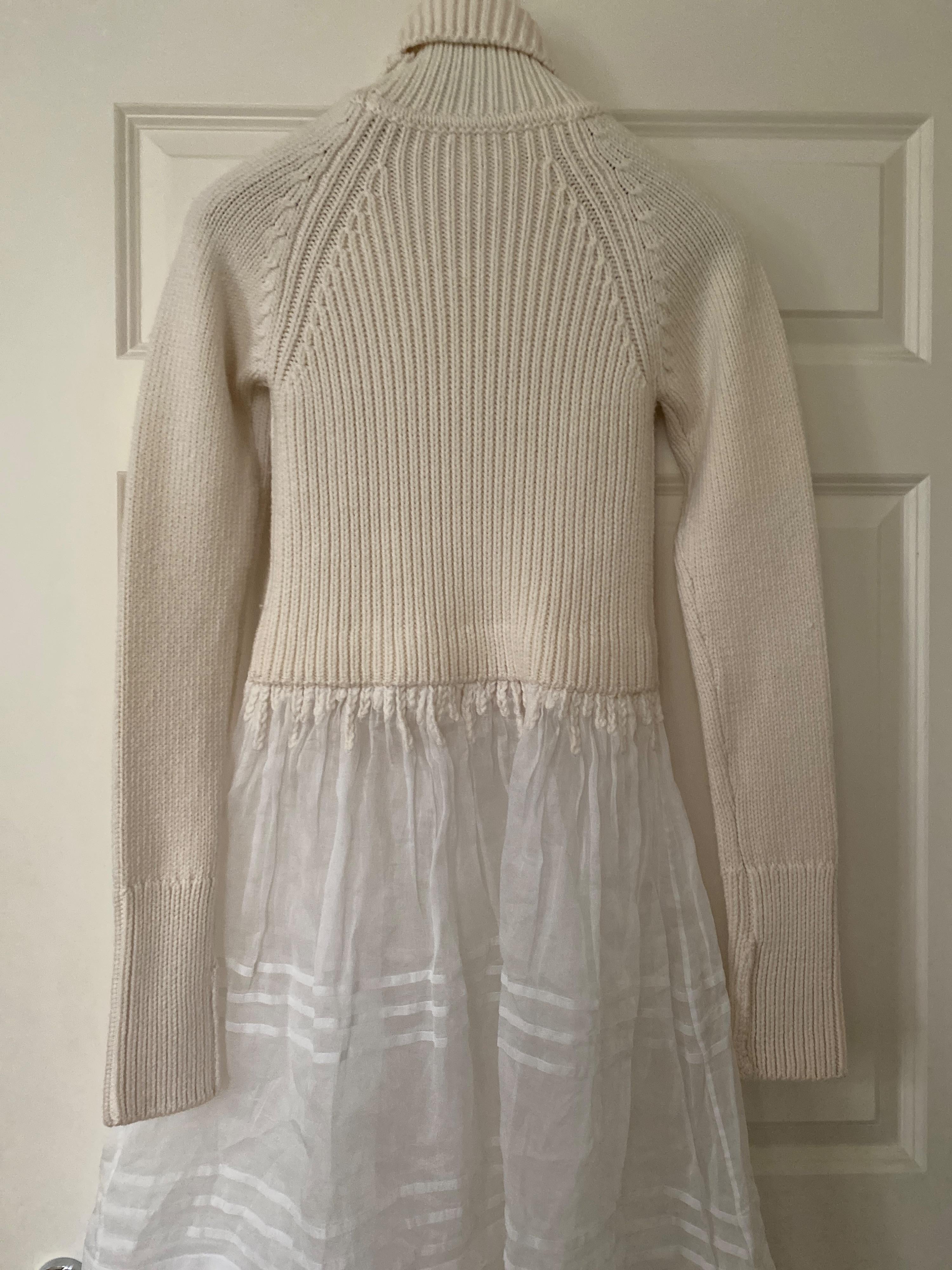 Loewe Cream Knit and Organza Midi Dress