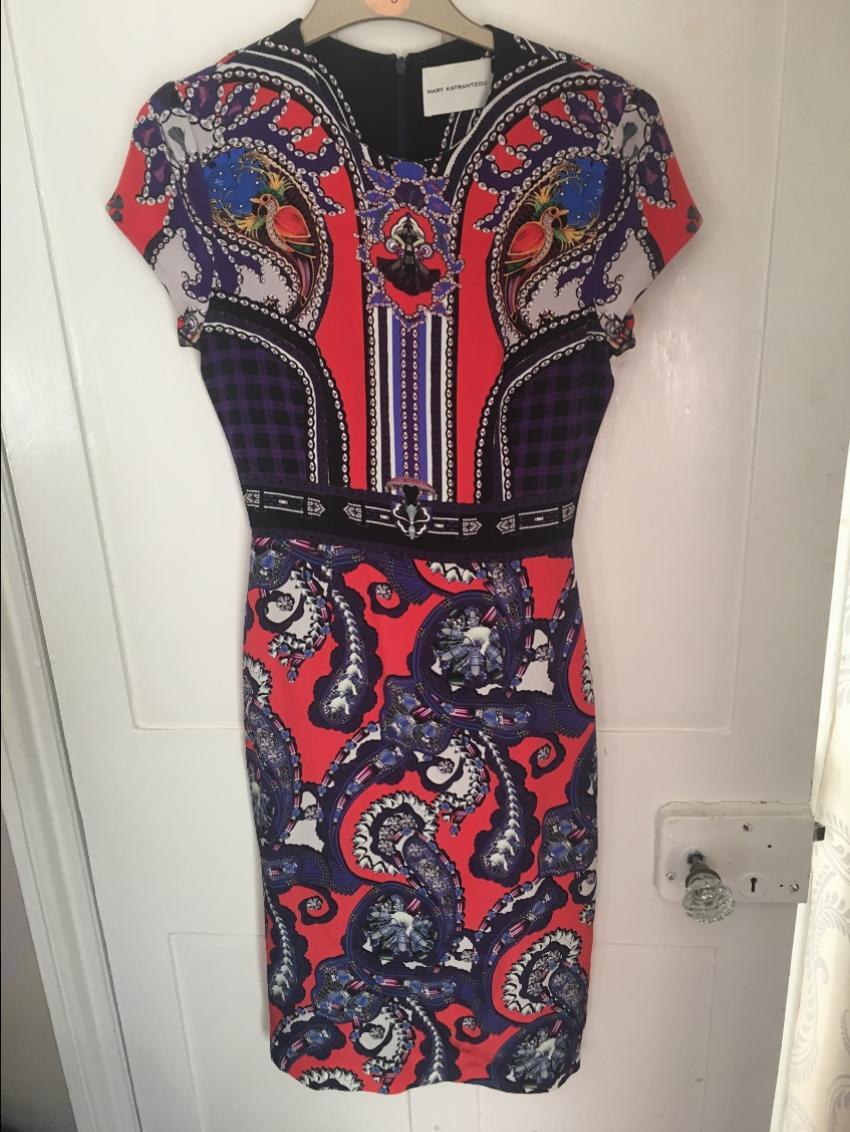 Mary Katrantzou Printed Cap-Sleeve Dress