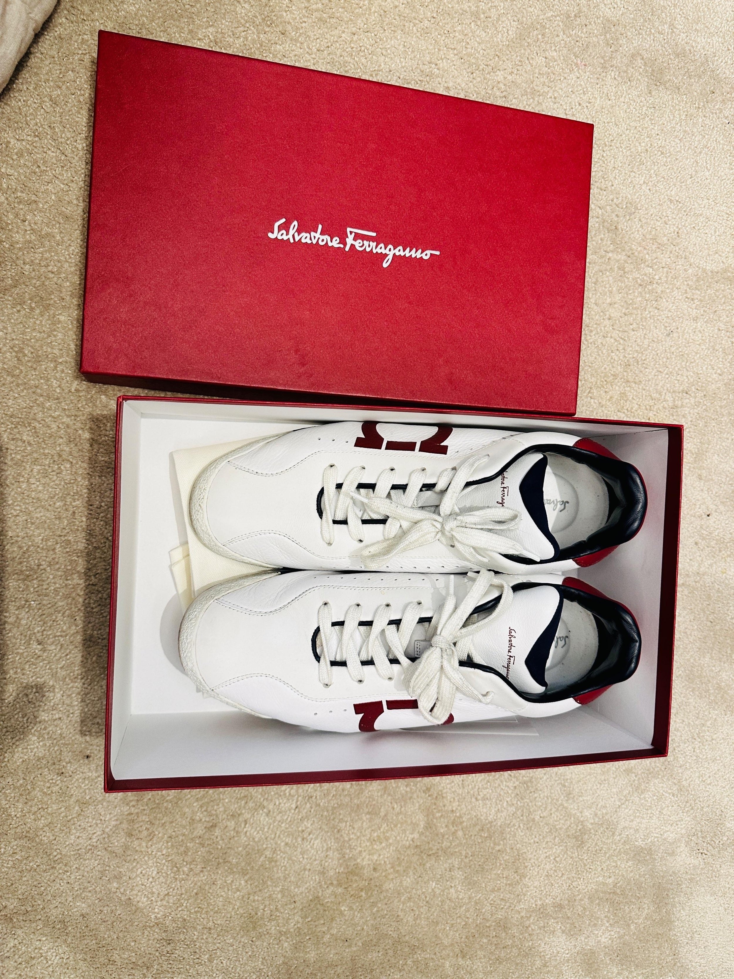 Salvatore Ferragamo White Logo Detail Trainers