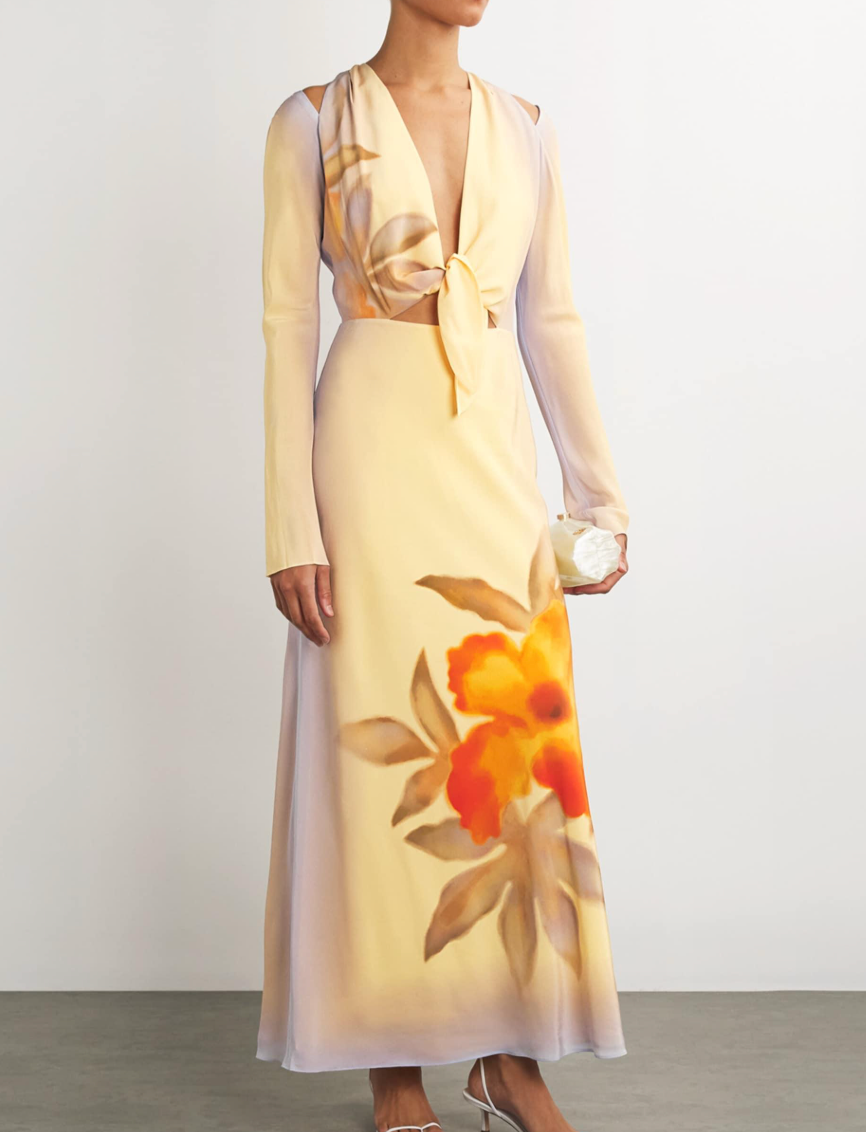 SIR. Metallic Silk Sorrento Maxi Dress