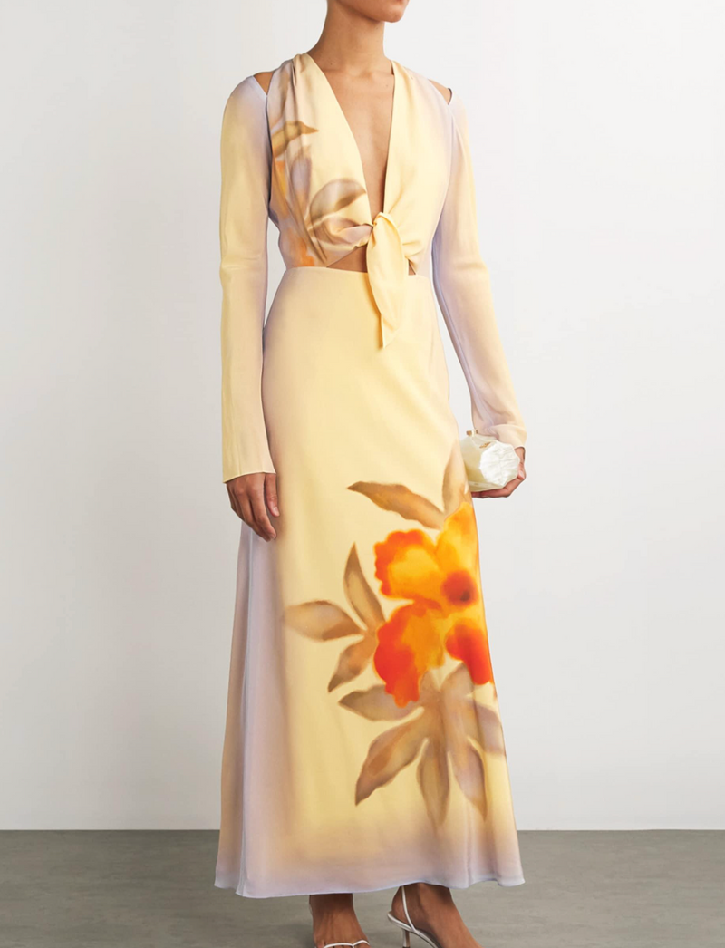 SIR. Metallic Silk Sorrento Maxi Dress
