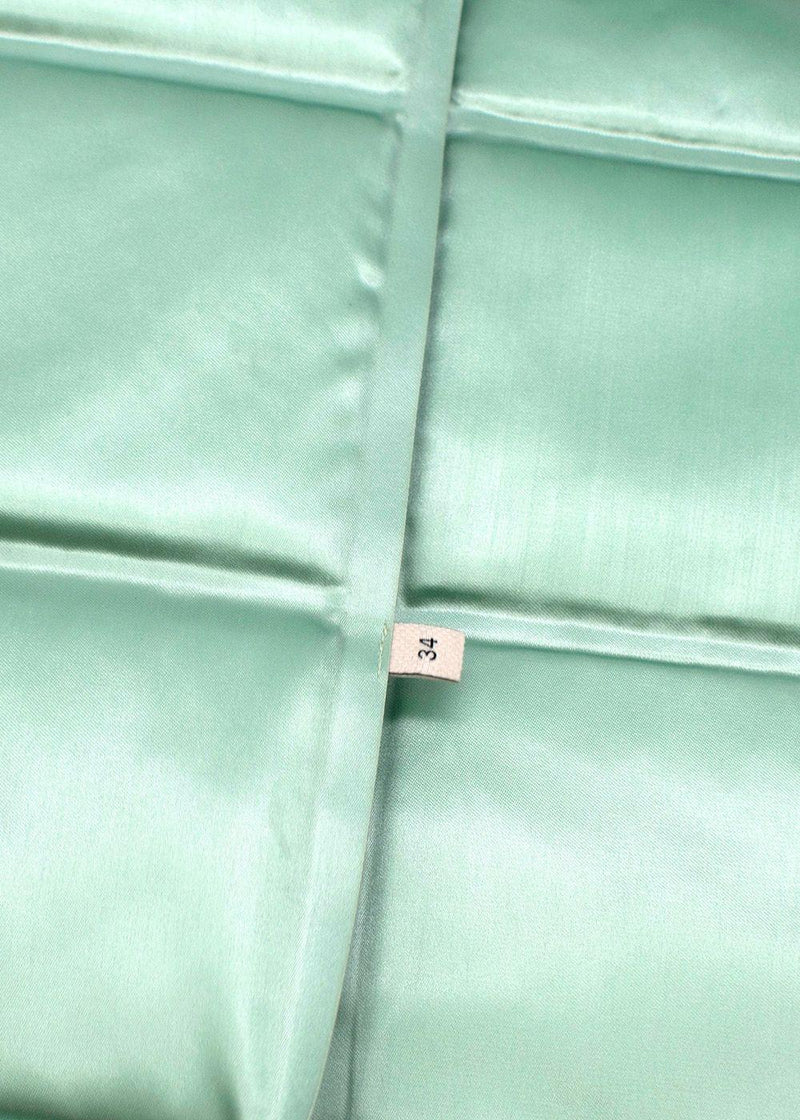 Bottega Veneta Menta Lacquered Matelasse Satin Skirt
