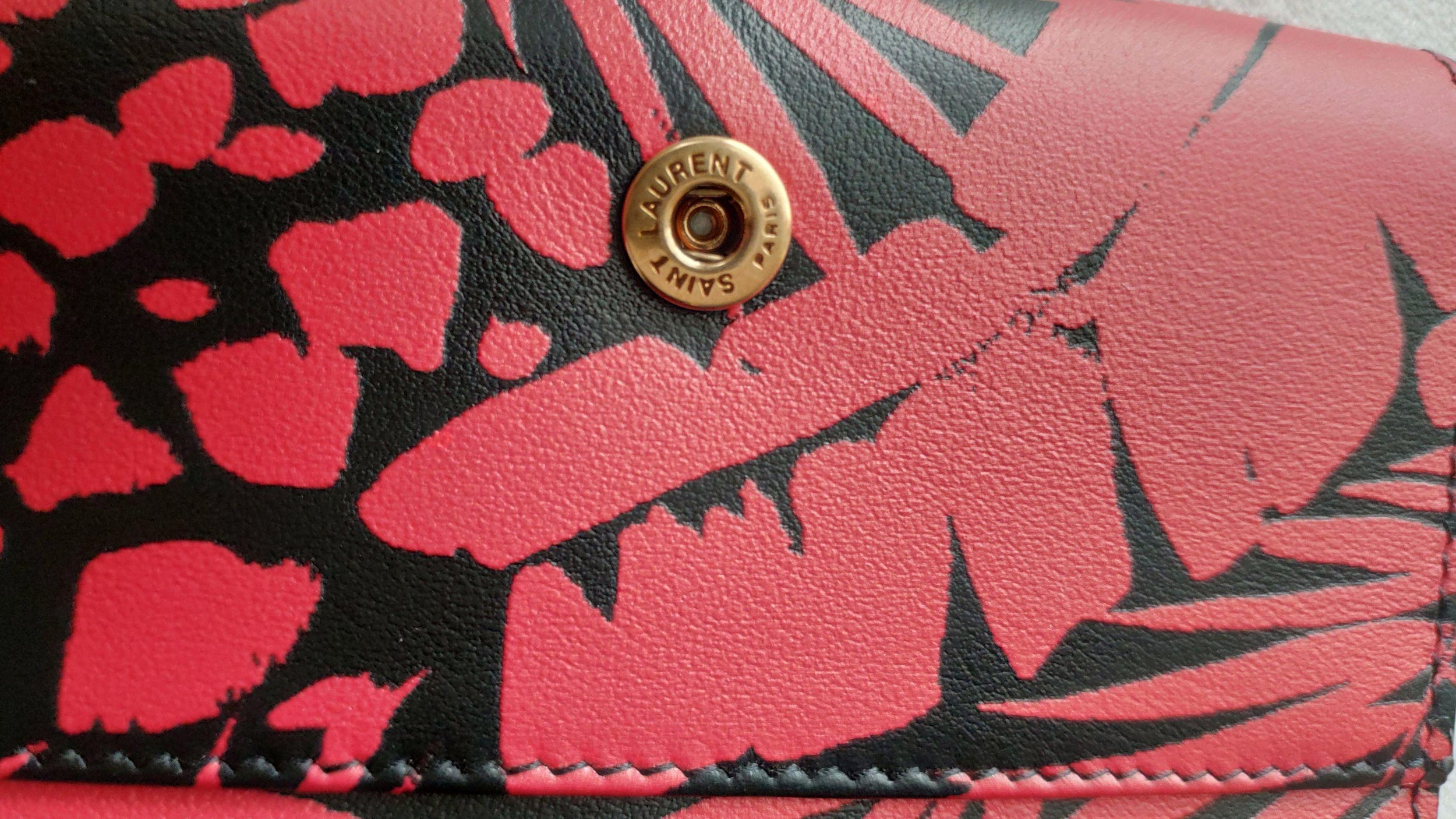 Saint Laurent Red Printed Wallet on Chain
