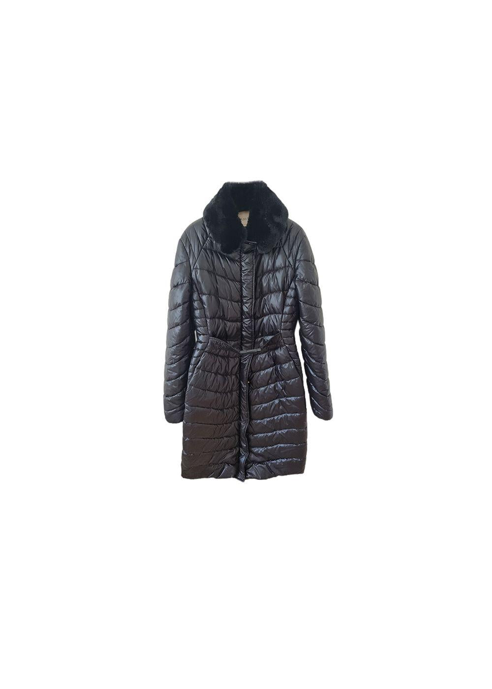black nylon & faux-fur padded jacket