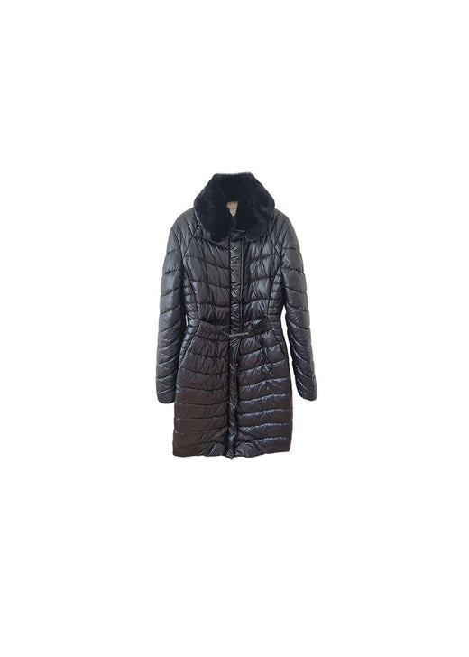 black nylon & faux-fur padded jacket