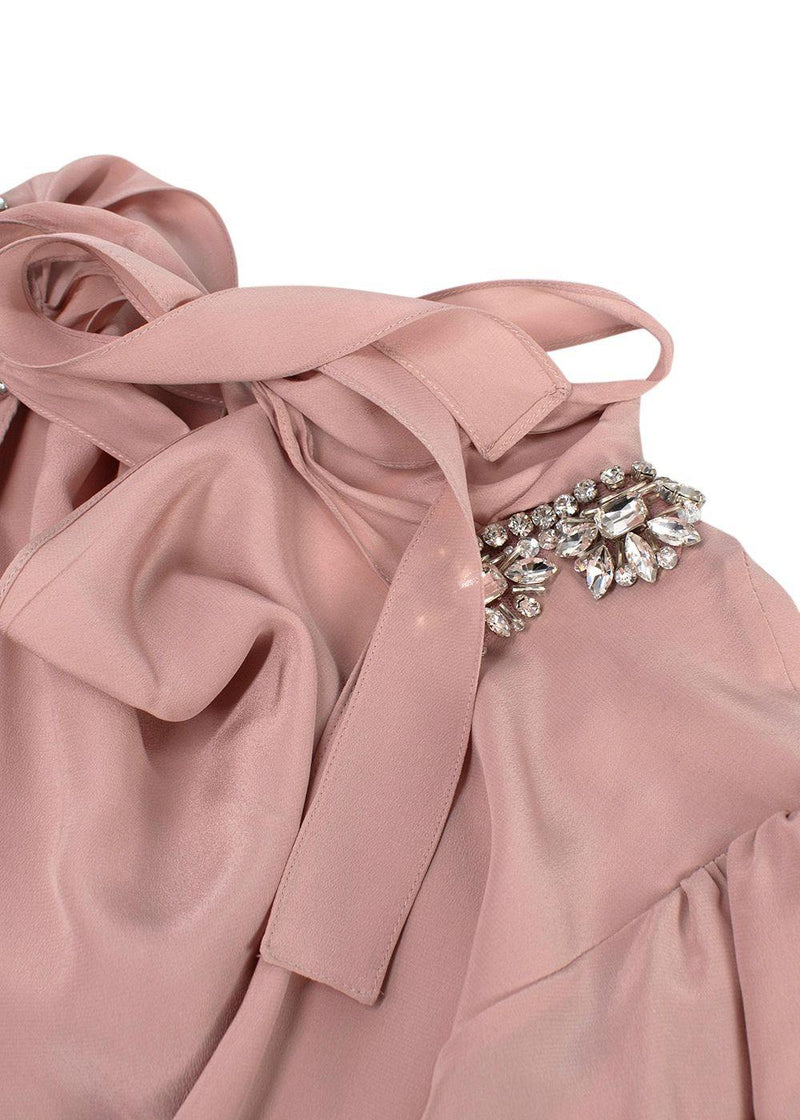 Miu Miu Blush Pink Crystal Embellished Silk Gown