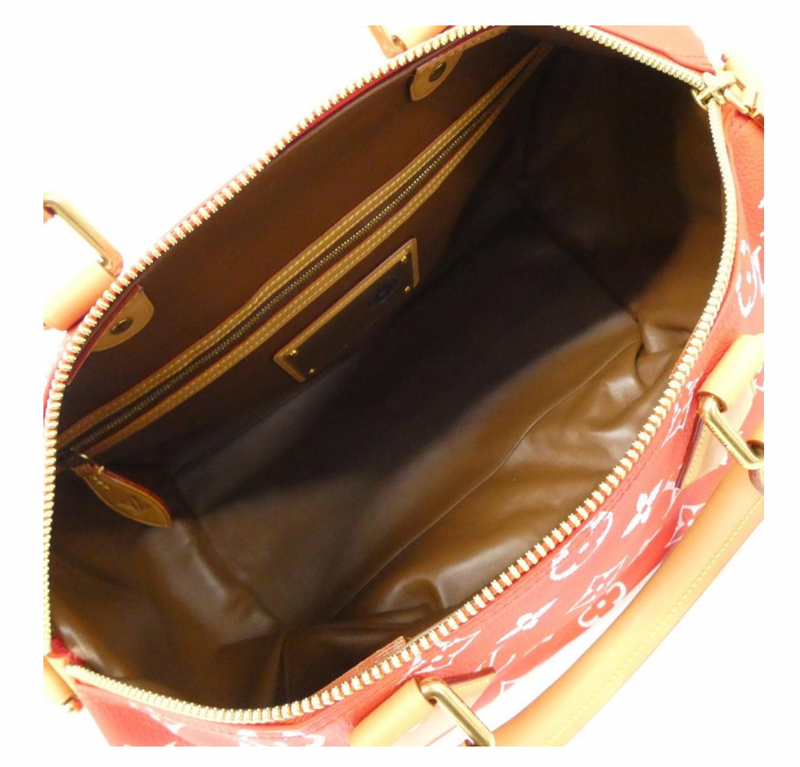Louis Vuitton Monogram Speedy Bandouliere 40cm Boston Bag Red
