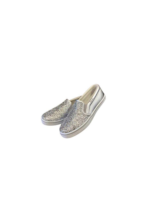 Metallic Silver Glitter Slip-On Sneakers
