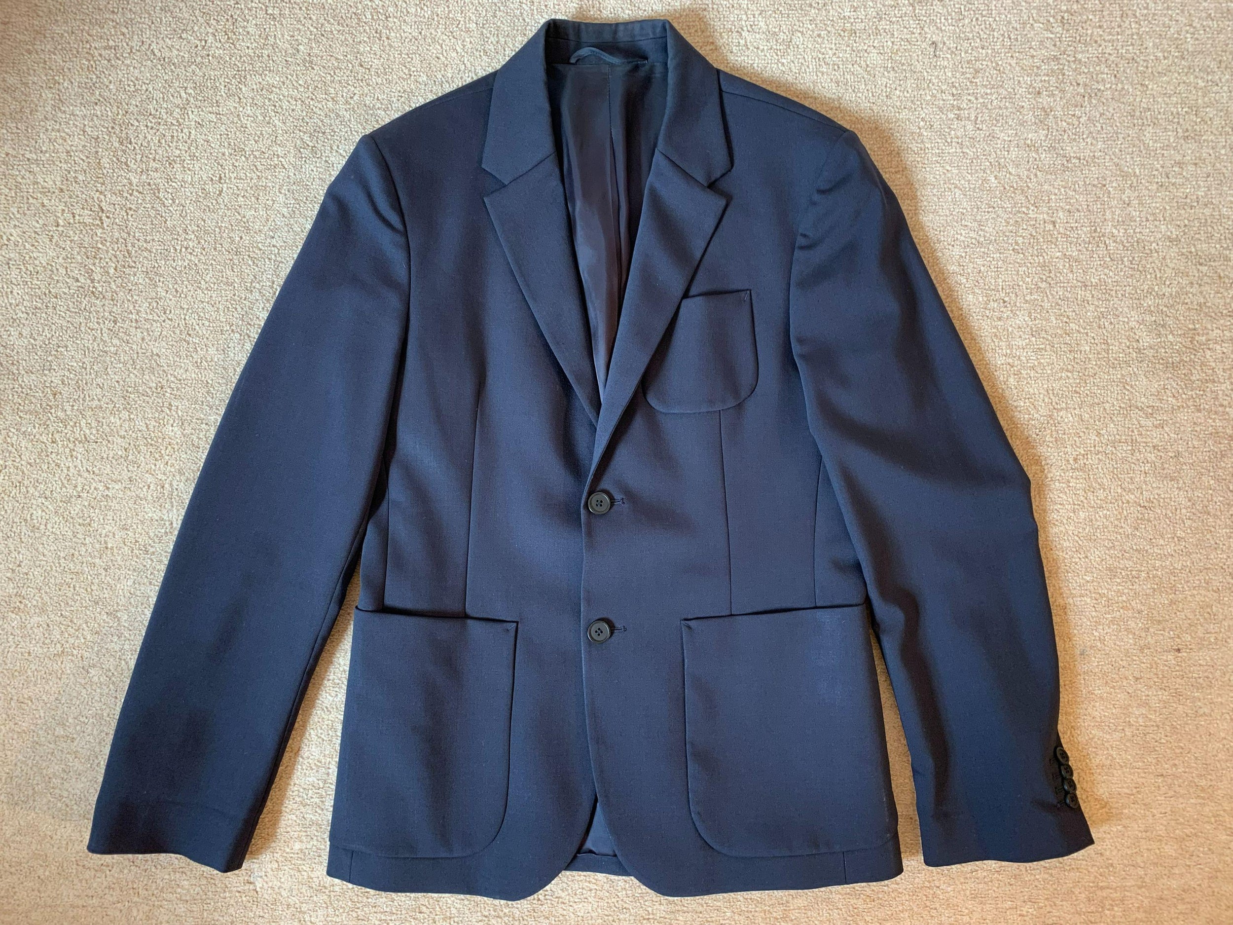 Blue Wool Blend Tailored Jacket