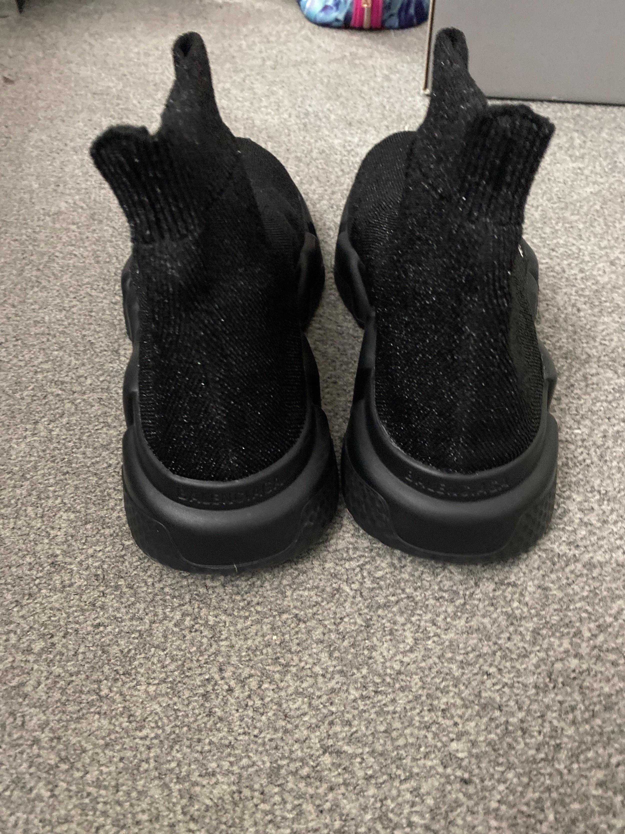 Black glitter stretch knit Speed trainers
