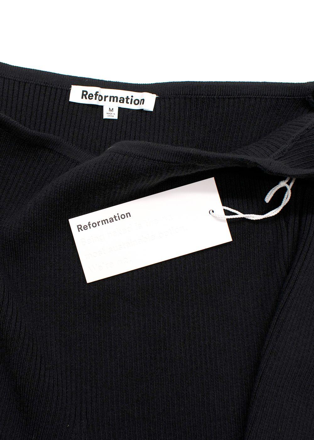 Reformation Black Ribbed Symone Cotton Sweater Dress