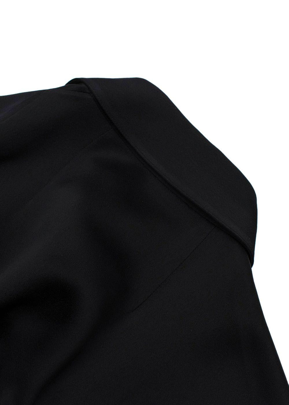 The Row Belted Black Satin Shirt Dress