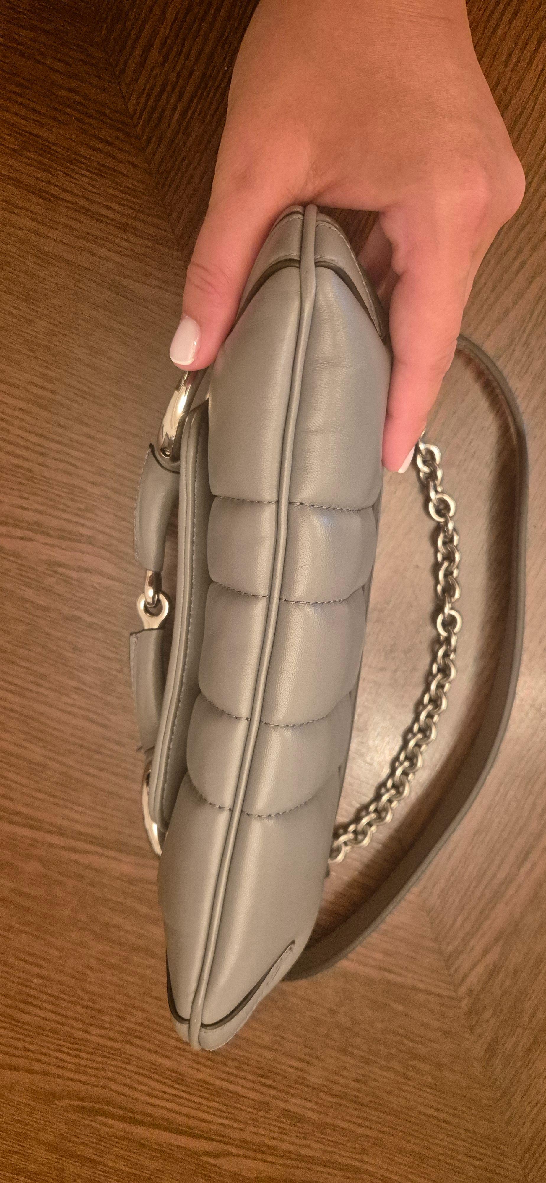 Gucci Grey Padded Leather Horsebit Shoulder Bag