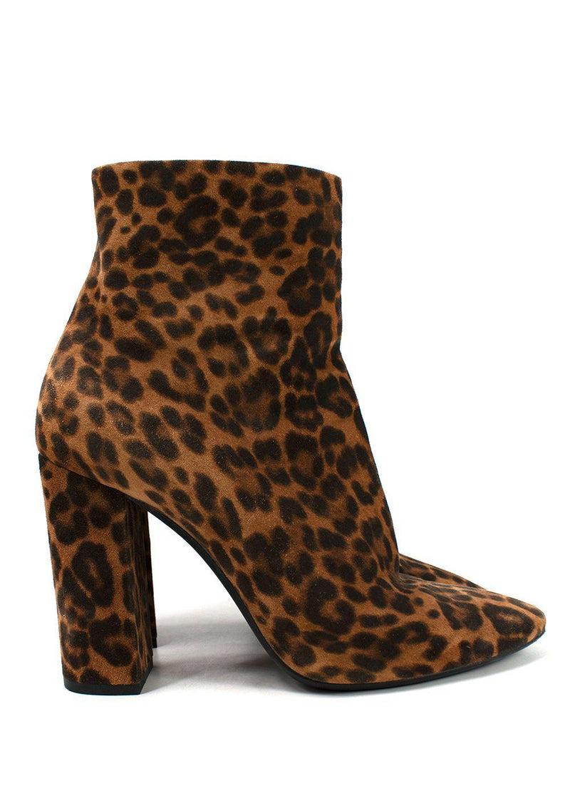 Saint Laurent Lou Leopard Print Ankle Boots