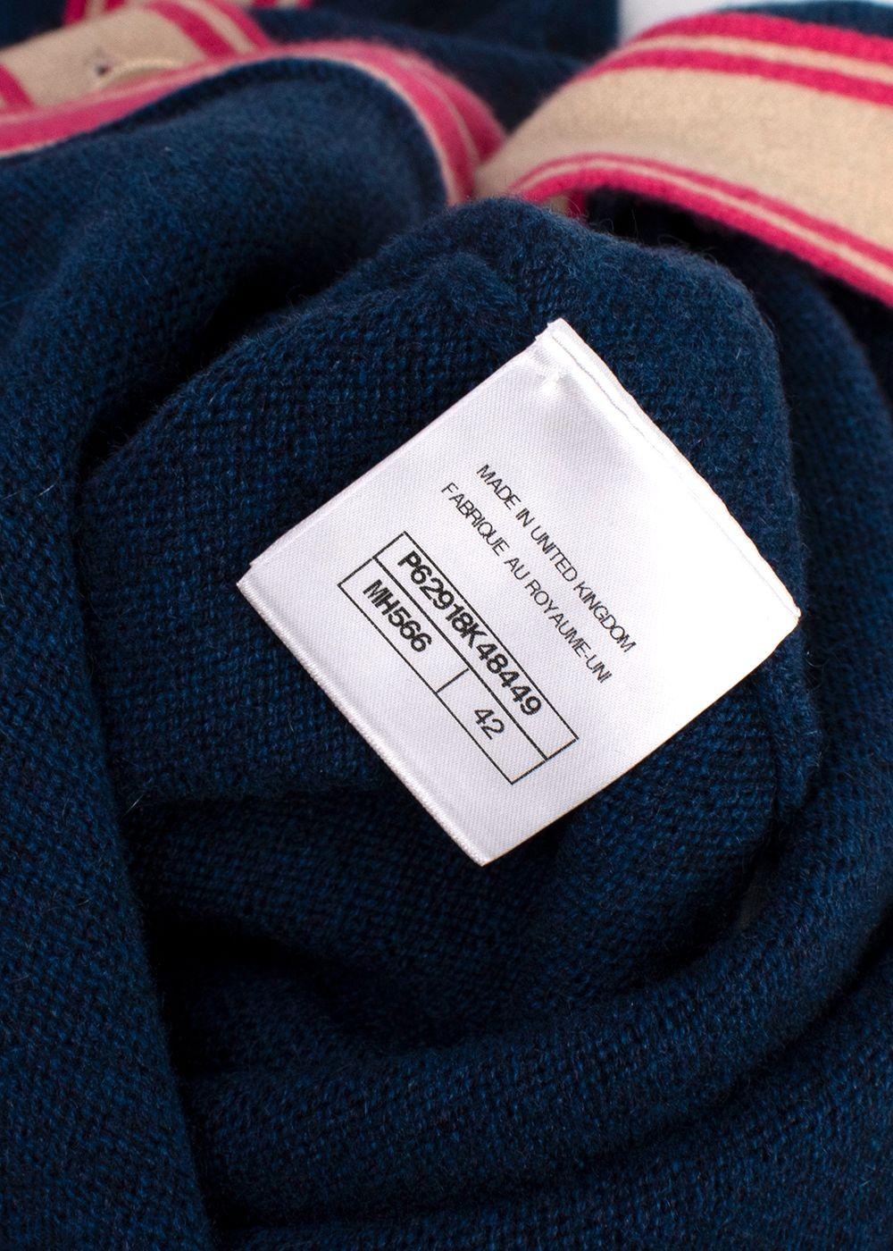 Chanel Longline Navy & Pink Cashmere Cardigan