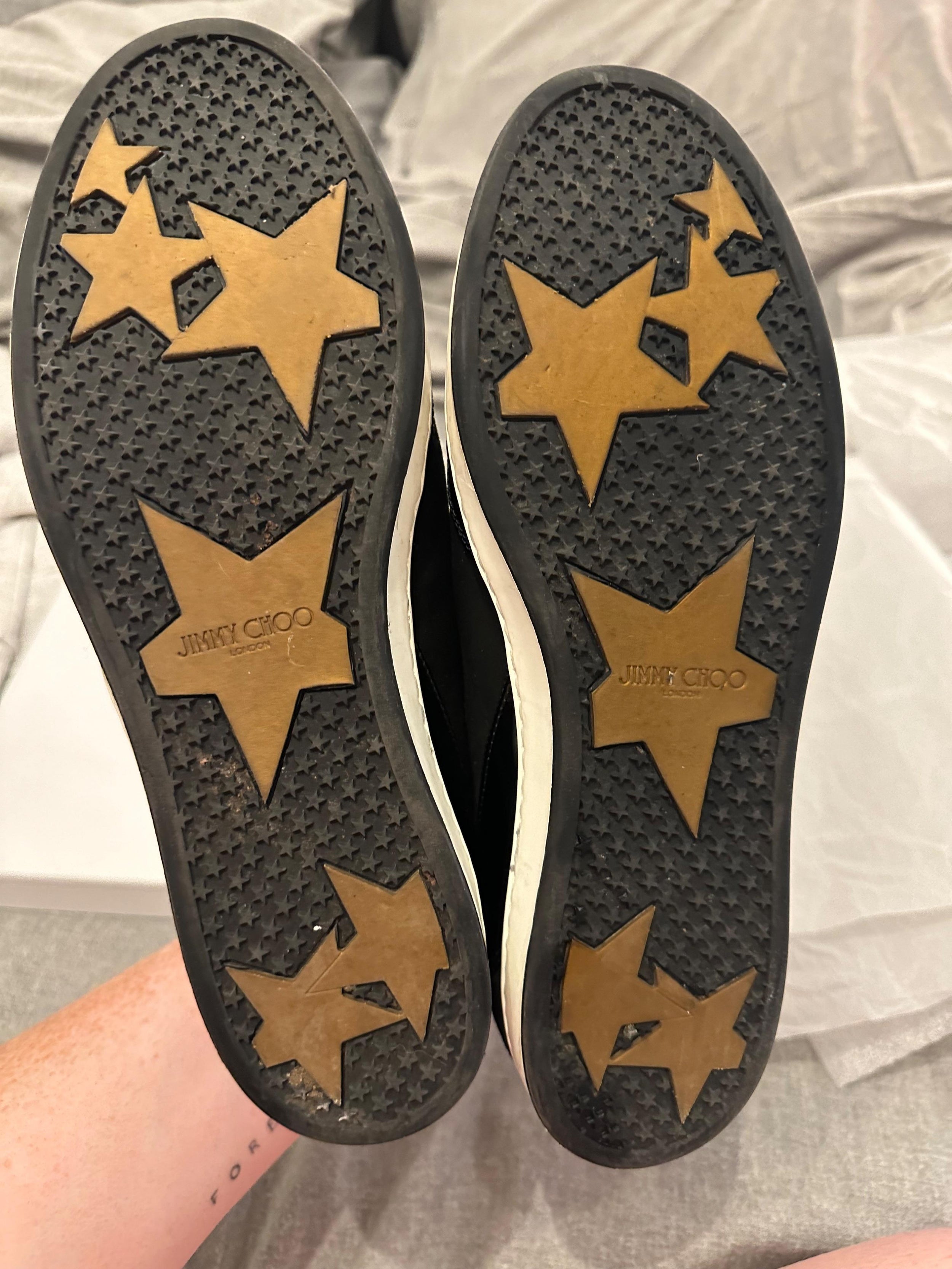 Jimmy Choo Black Suede and Patent Leather Miami Trainers