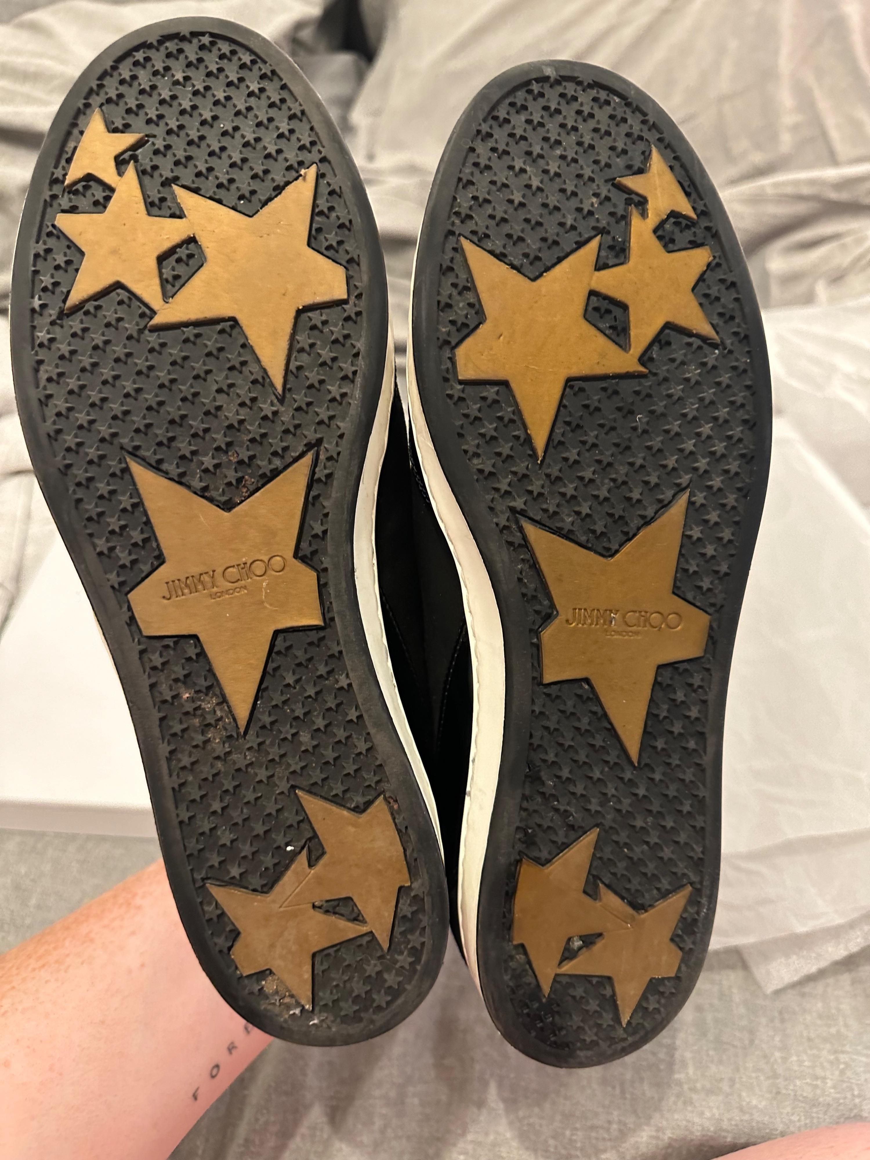Jimmy Choo Black Suede and Patent Leather Miami Trainers