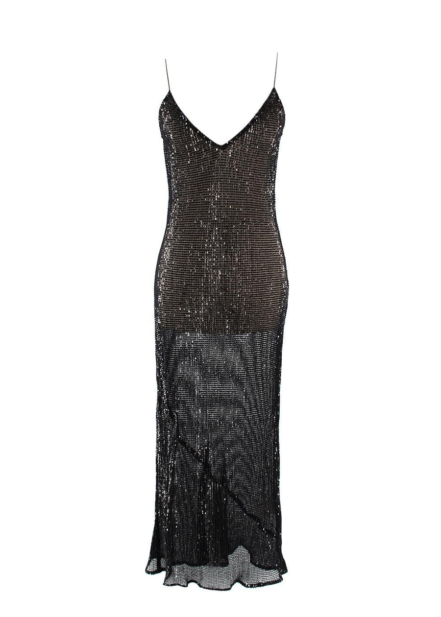 Georgia Alice  Black Sequin Sheer  Night Pageant Dress
