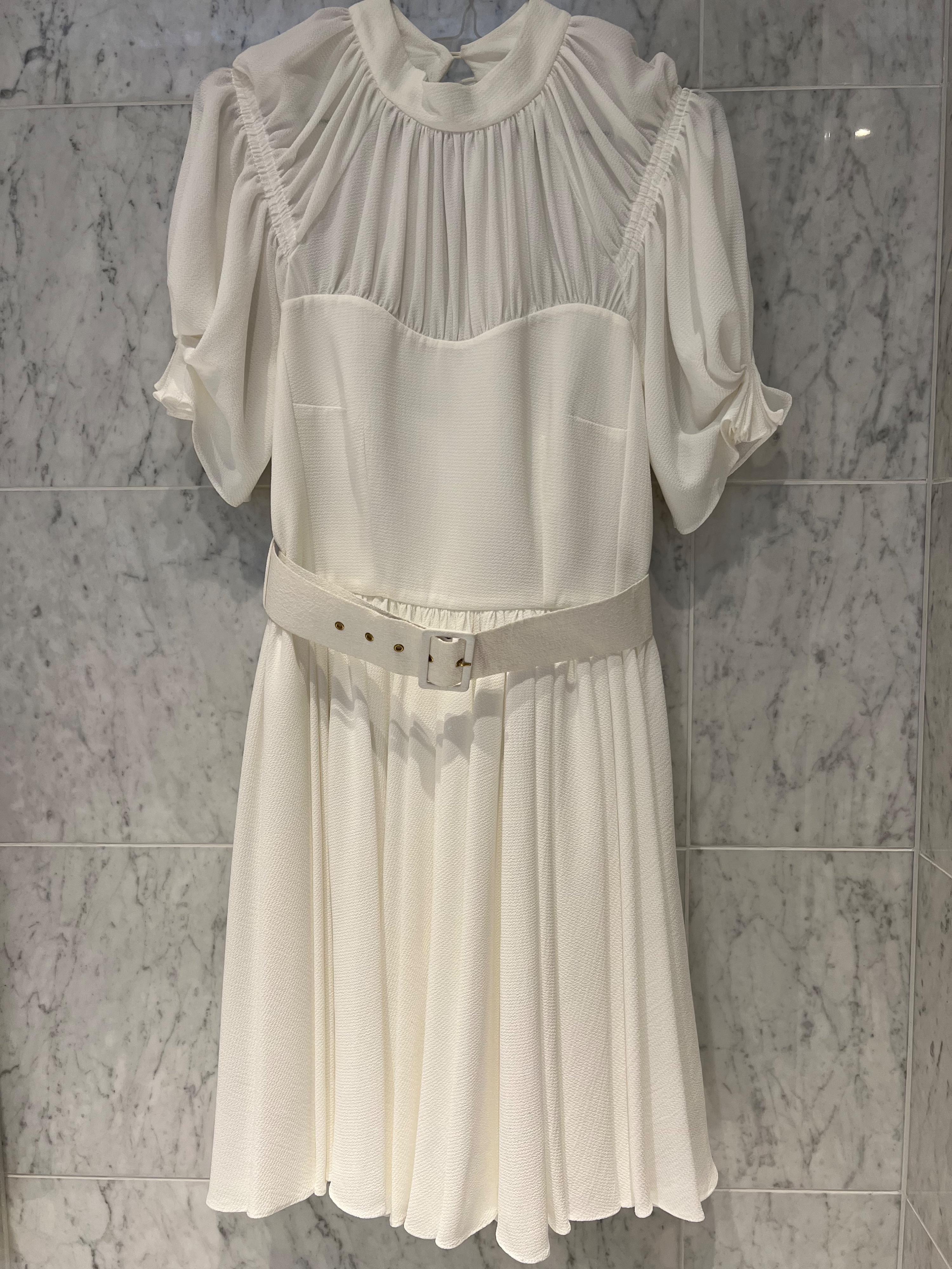 White hammered crepe dress