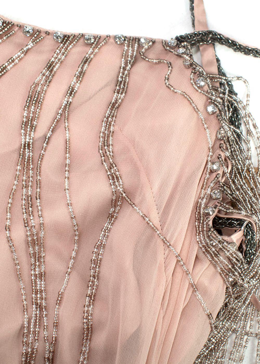 Jenny Packham Beaded Layered Dusky Pink Mini Dress