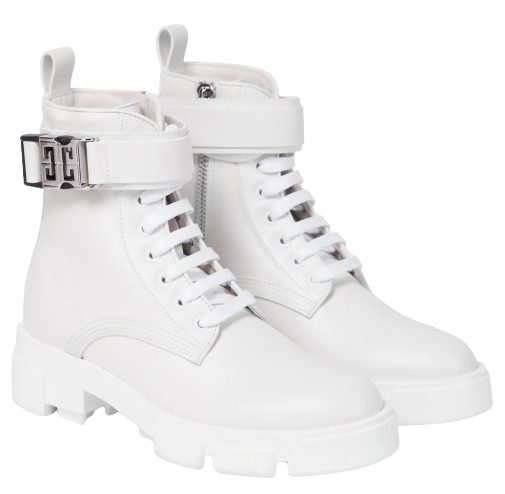 Givenchy White Terra boots in leather with 4G buckle