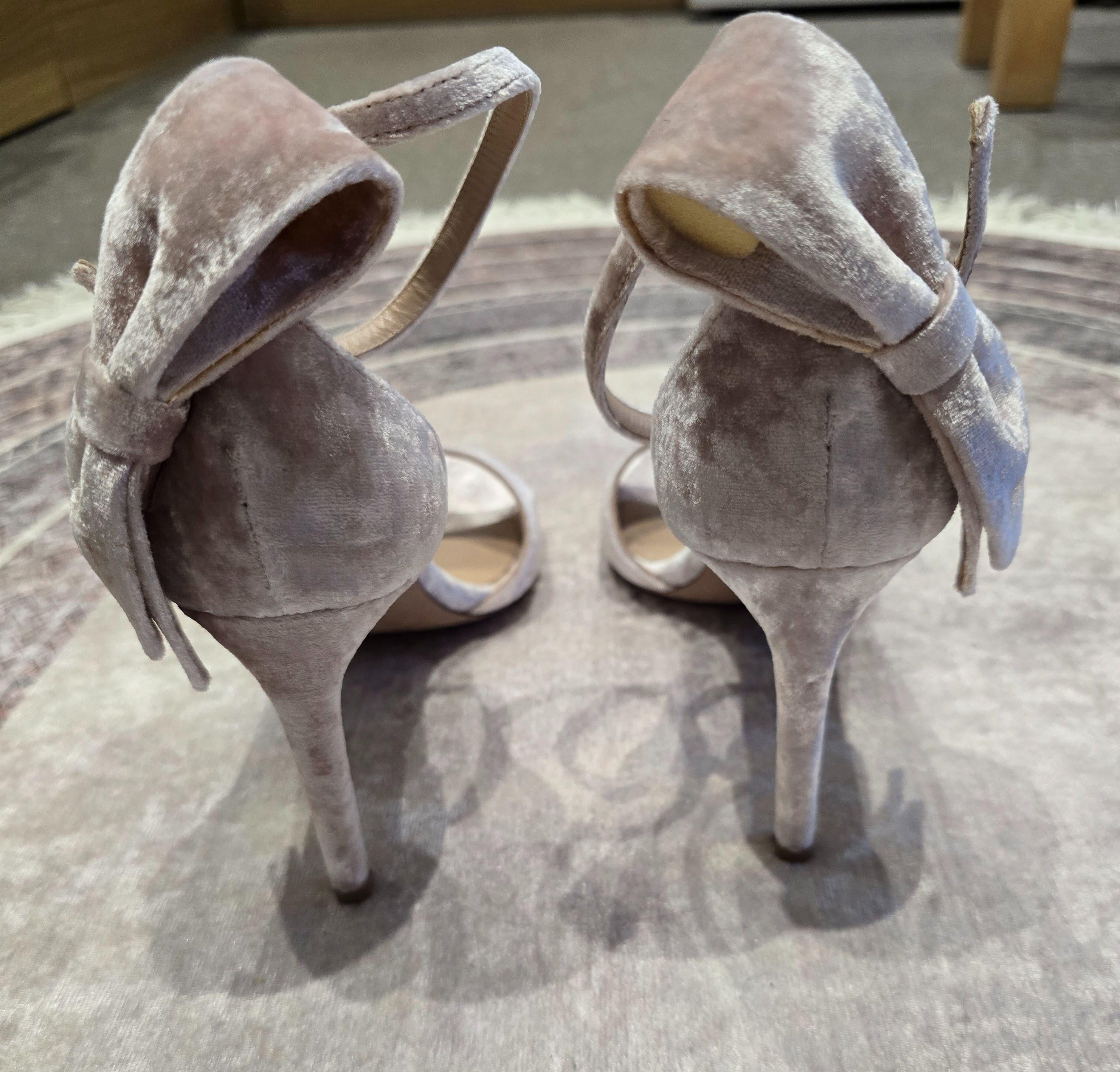 Valentino Blush Velvet Heeled Sandals