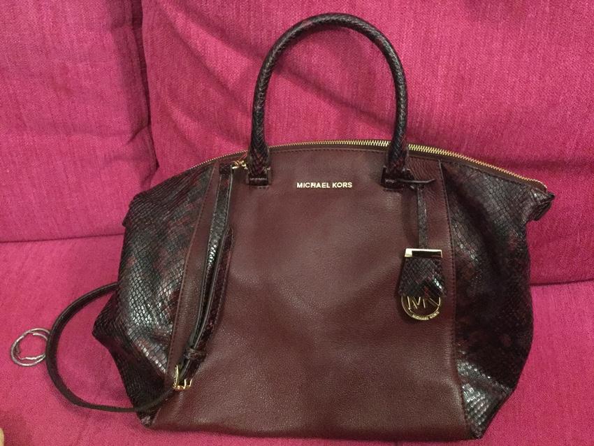 Michael Michael Kors Snake Skin Burgundy Tote Bag