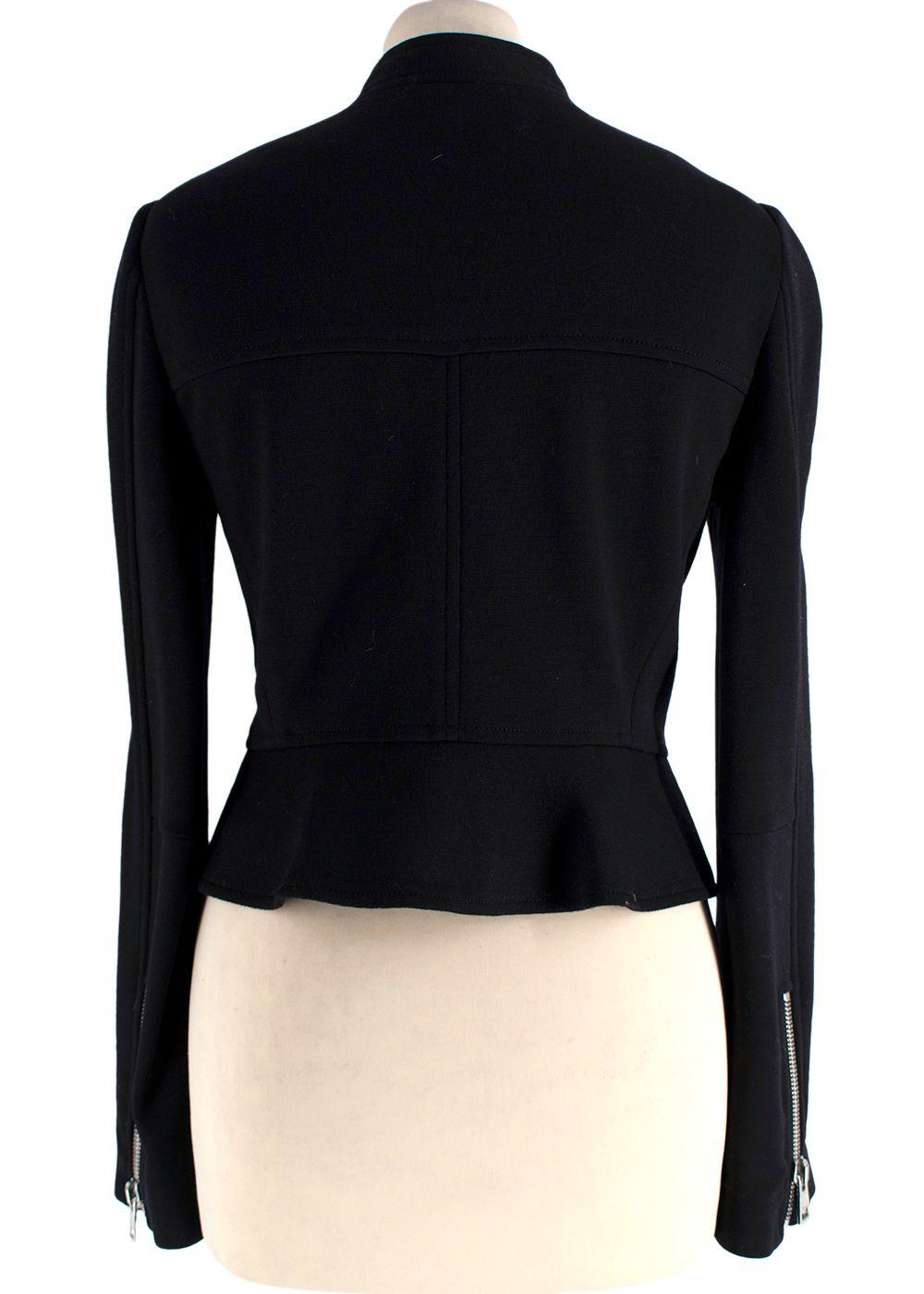 Chloe Black Virgin Wool Peplum Biker Jacket