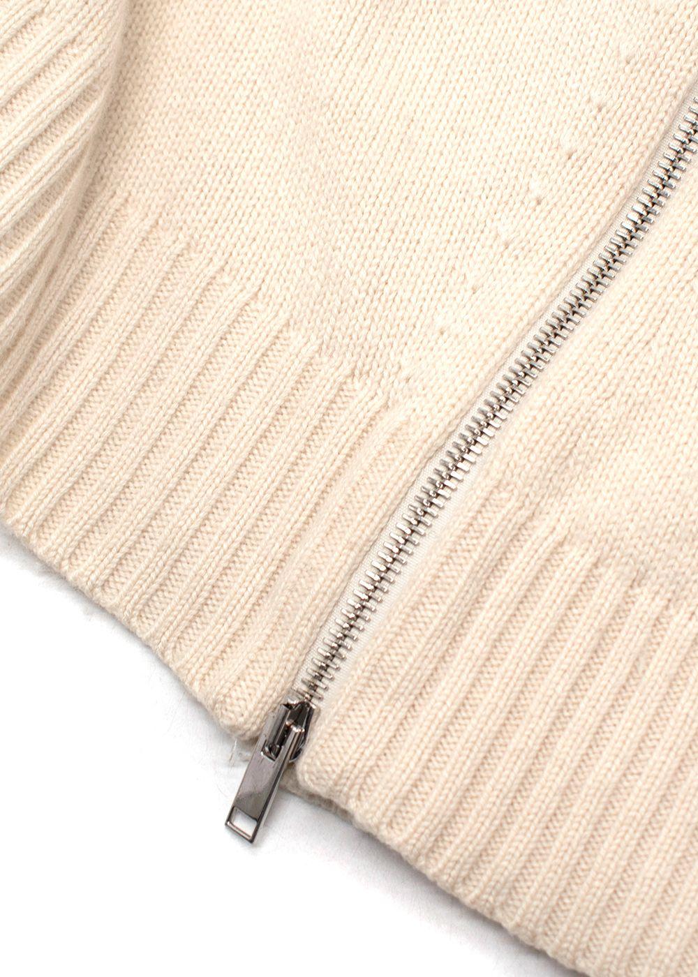 Proenza Schouler Cream Round Neck Jumper with Zipper Detail