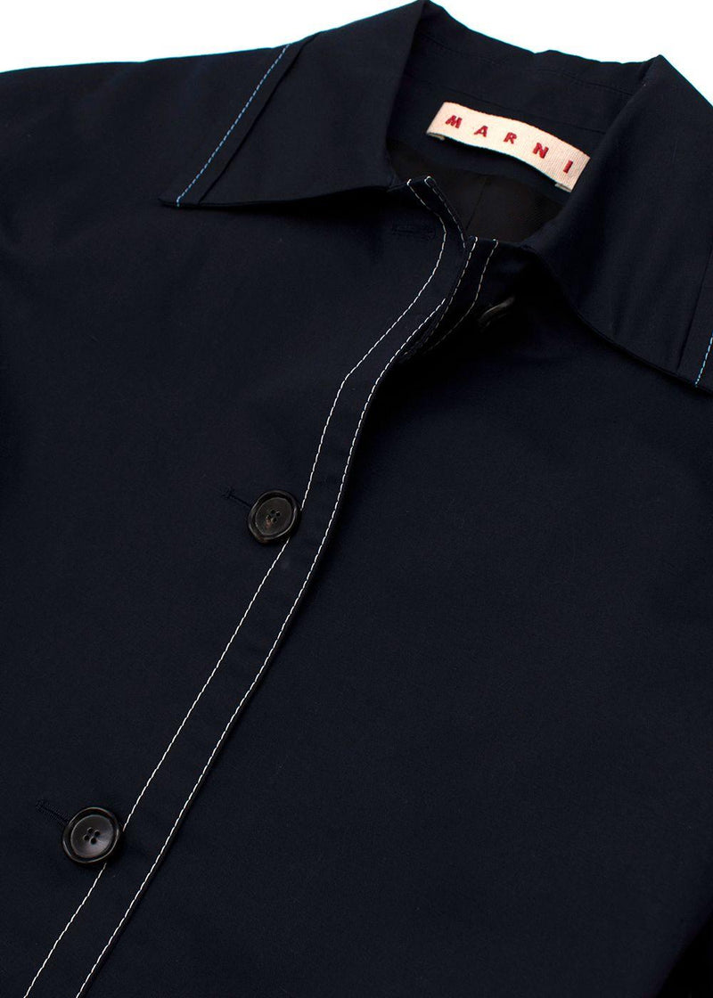 Marni Blue Boxy Jacket with Contrast Stitching