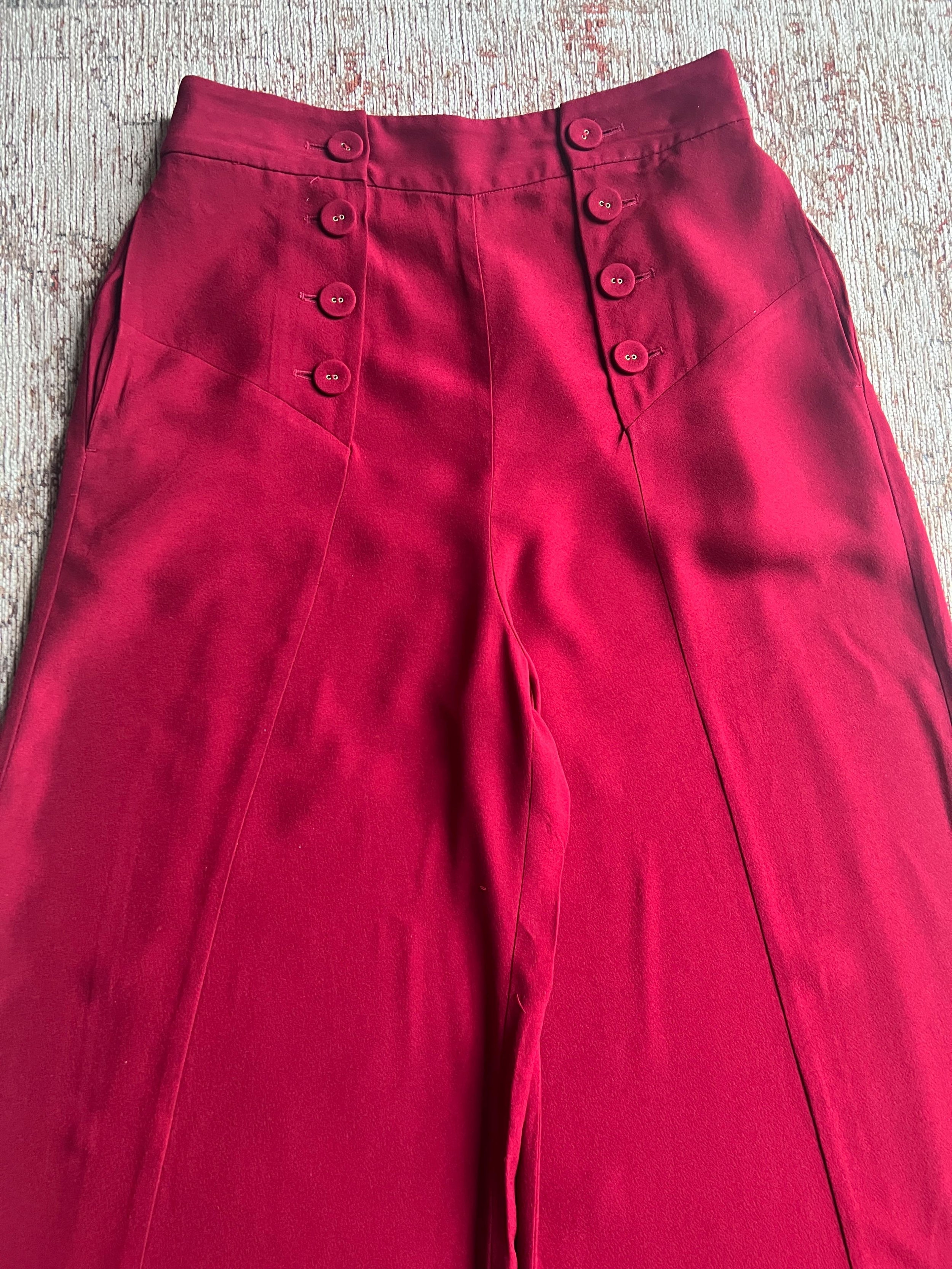 Red Wide Leg Trousers