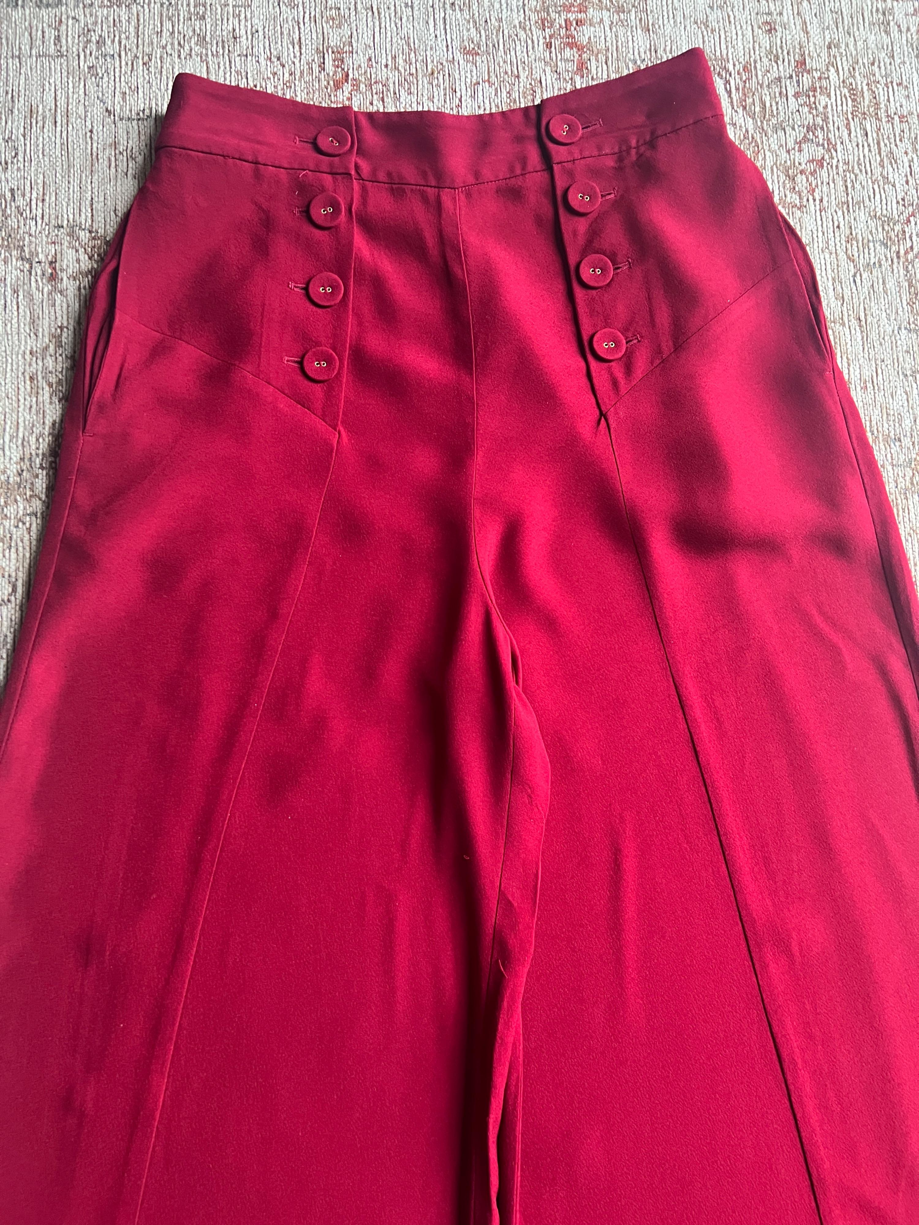 Red Wide Leg Trousers