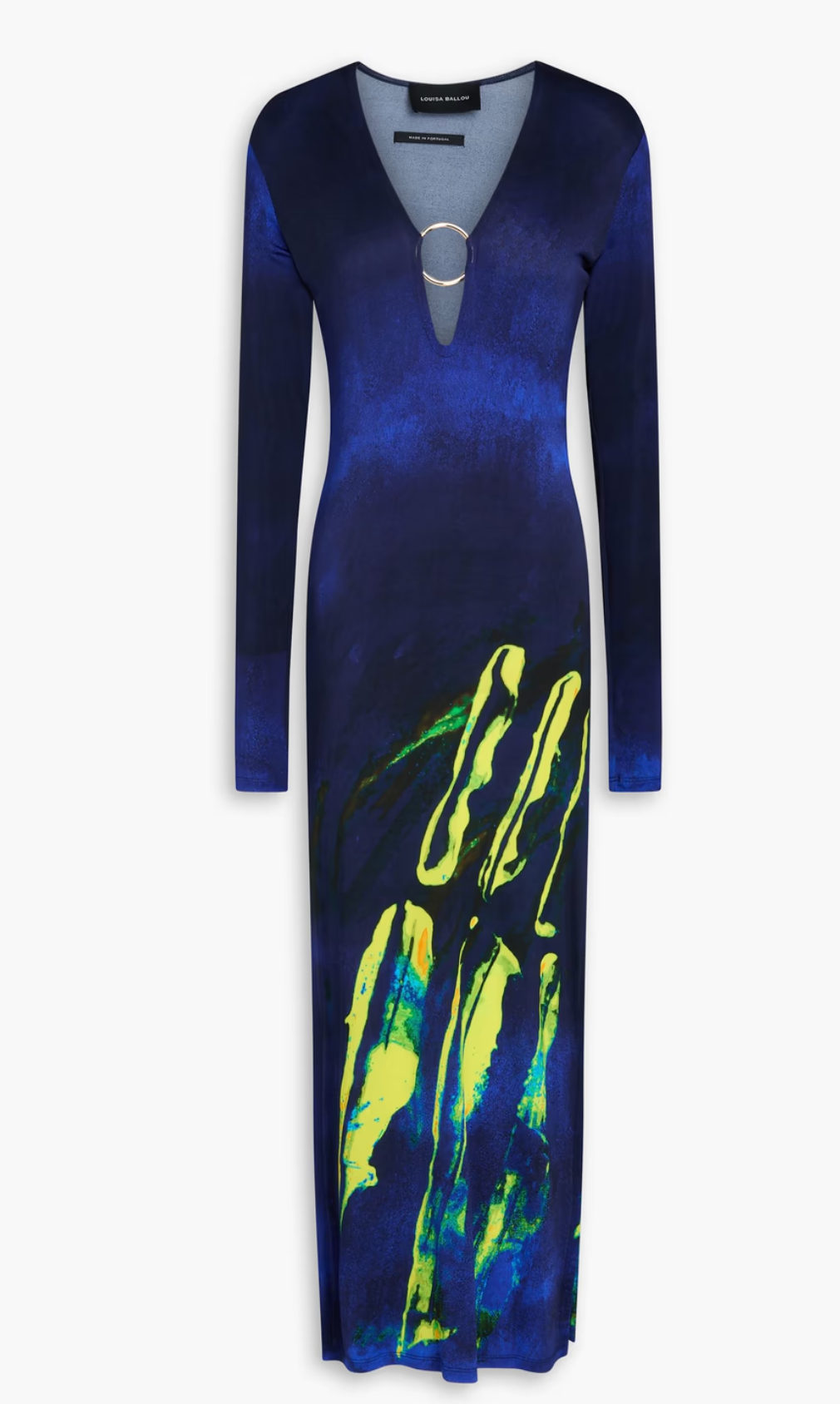 Louisa Ballou Helios Embellished Printed Jersey Maxi Dress