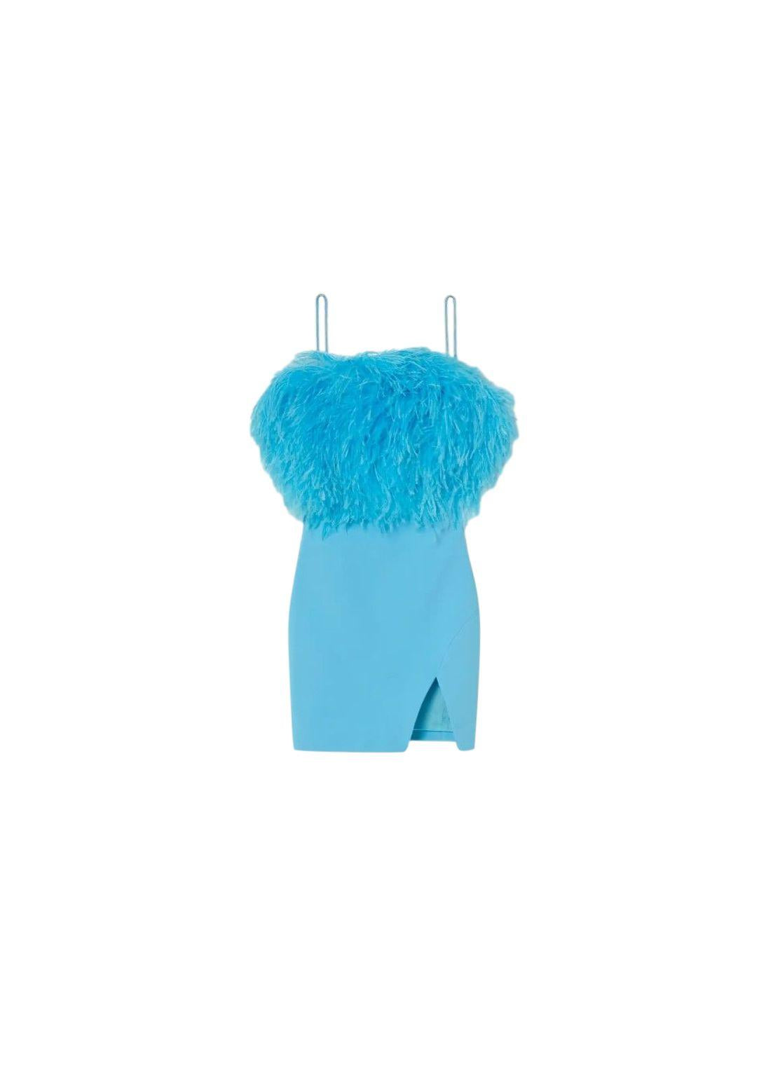 Feather-trimmed cady mini dress