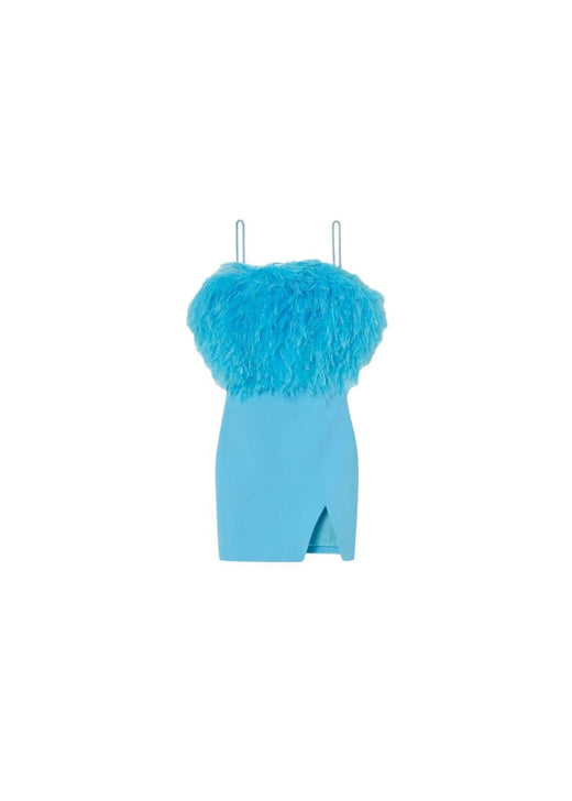 Feather-trimmed cady mini dress