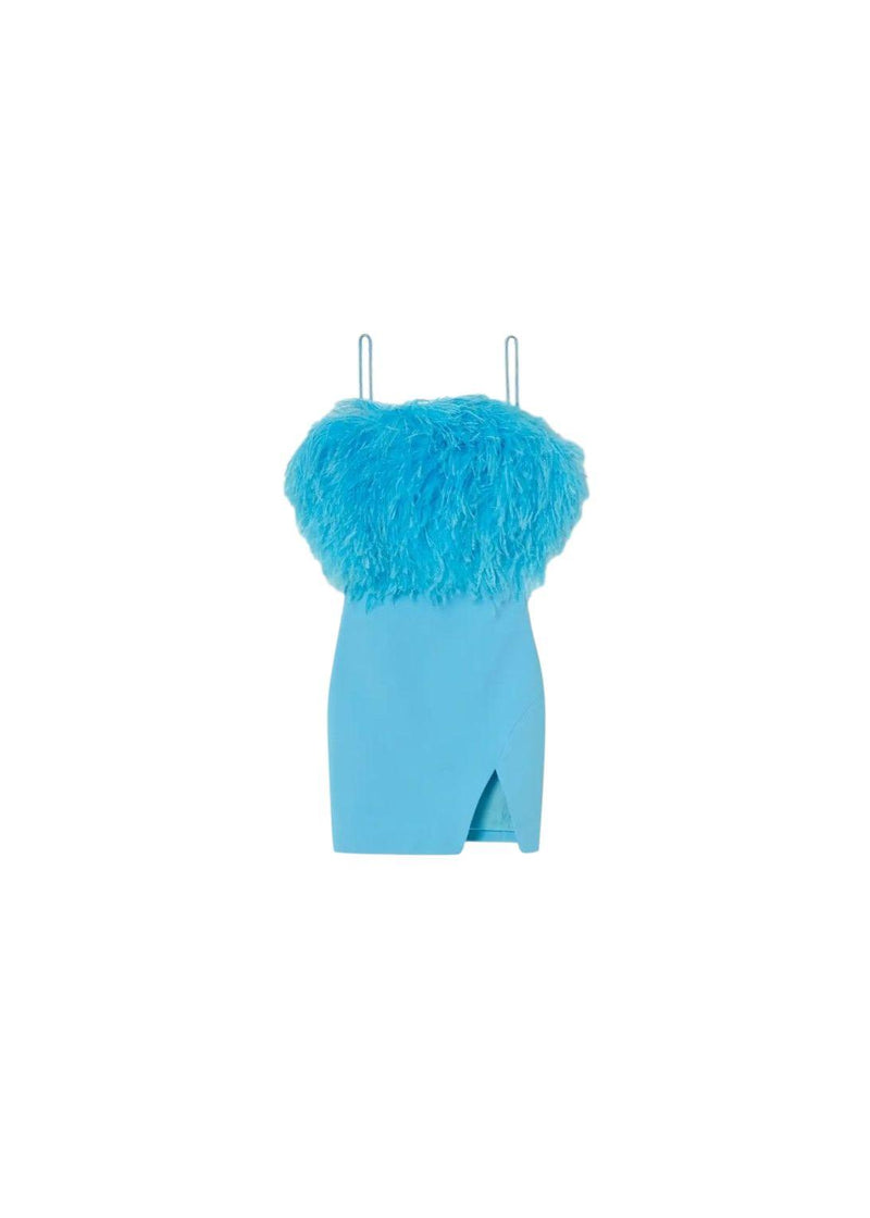 Feather-trimmed cady mini dress