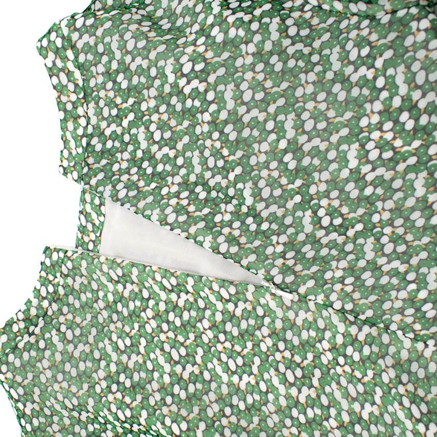 Mikael Aghal Green floral print dress with black lace trim