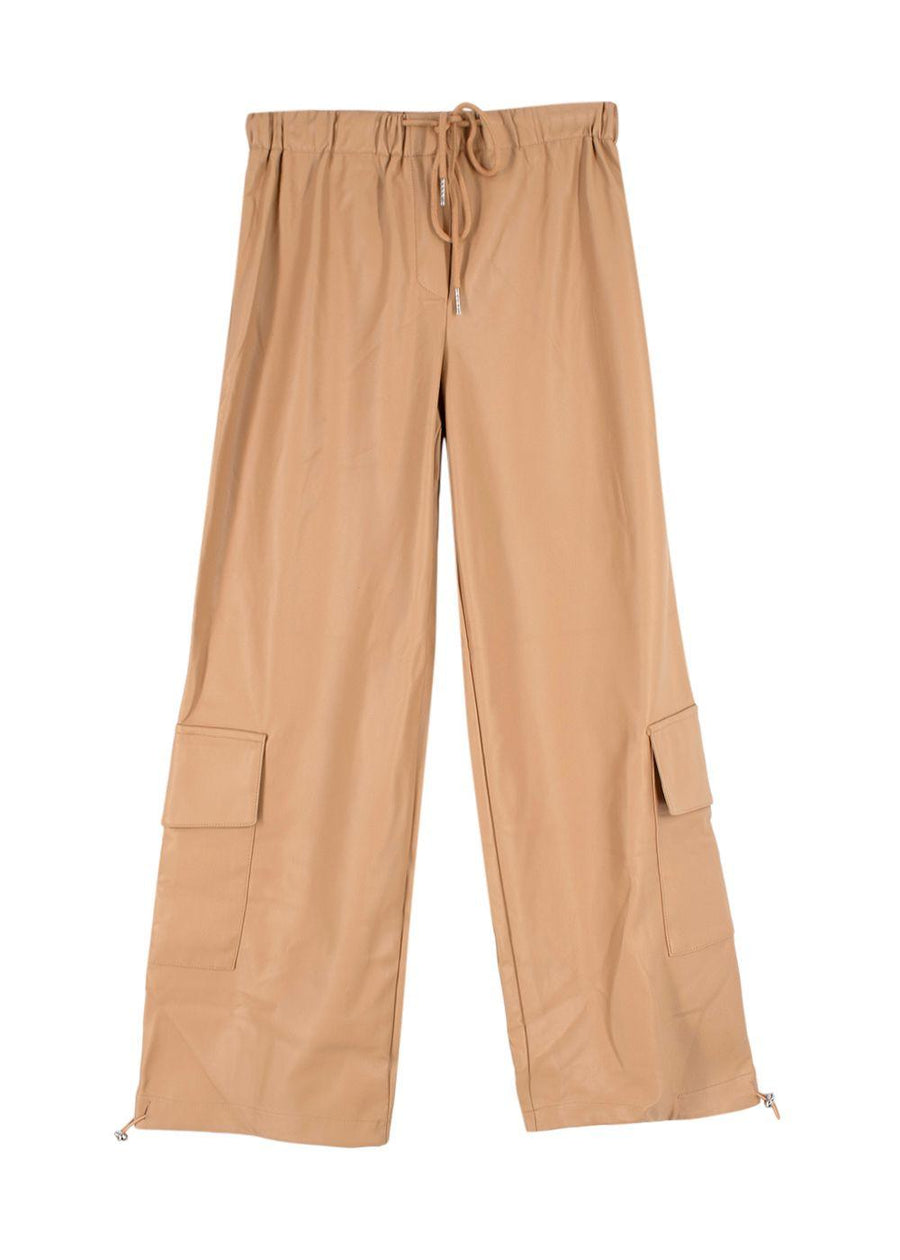 Frankie Shop Elvinne Faux Leather Cargo Pants in Latte