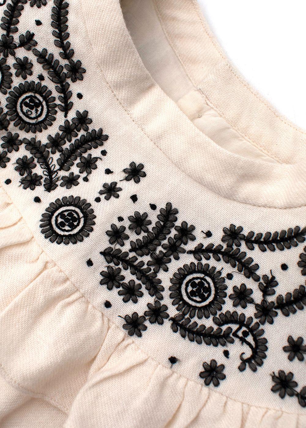 Bonpoint Kids 10Y Cream Embroidered Blouse