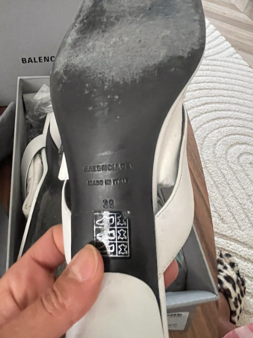 Balenciaga White Square Toe Thong Sandals